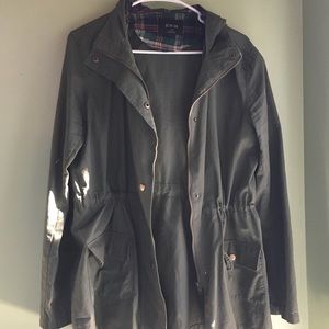 Army green utility jacket with hood